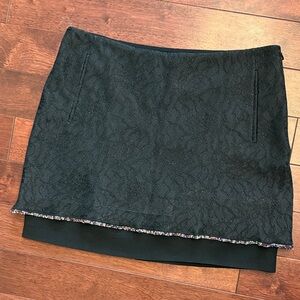 Diane Von Furstenberg Black Lace Layered Beaded Hem Pencil Skirt 10